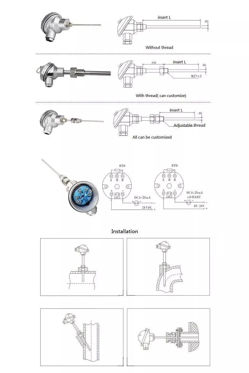 Explosion-Proof Single/Double PT100 Temperature Sensor Rtd Resistance Temperature Detector Sensor