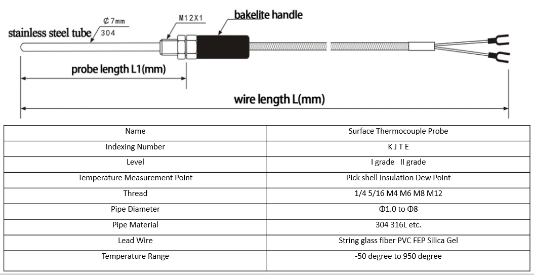 2 Wire K Type Thermocouple Tc Temperature Sensor