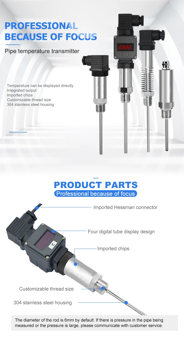 Customizable Temperature Transmitter Oil Temperature Sensor PT100 Thermal Resistance Input